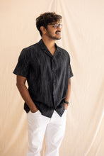 Load image into Gallery viewer, Distressed Black Khadi Shirt
